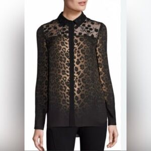 Elie Tahari Silk Leopard Blouse – Size Large